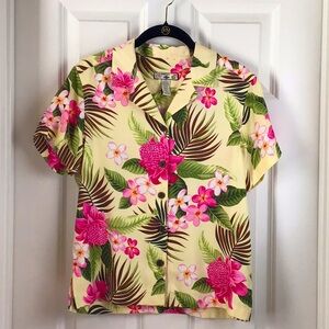 Vtg. 🌴 Caribbean Joe 🏖 silk/rayon tropical blouse